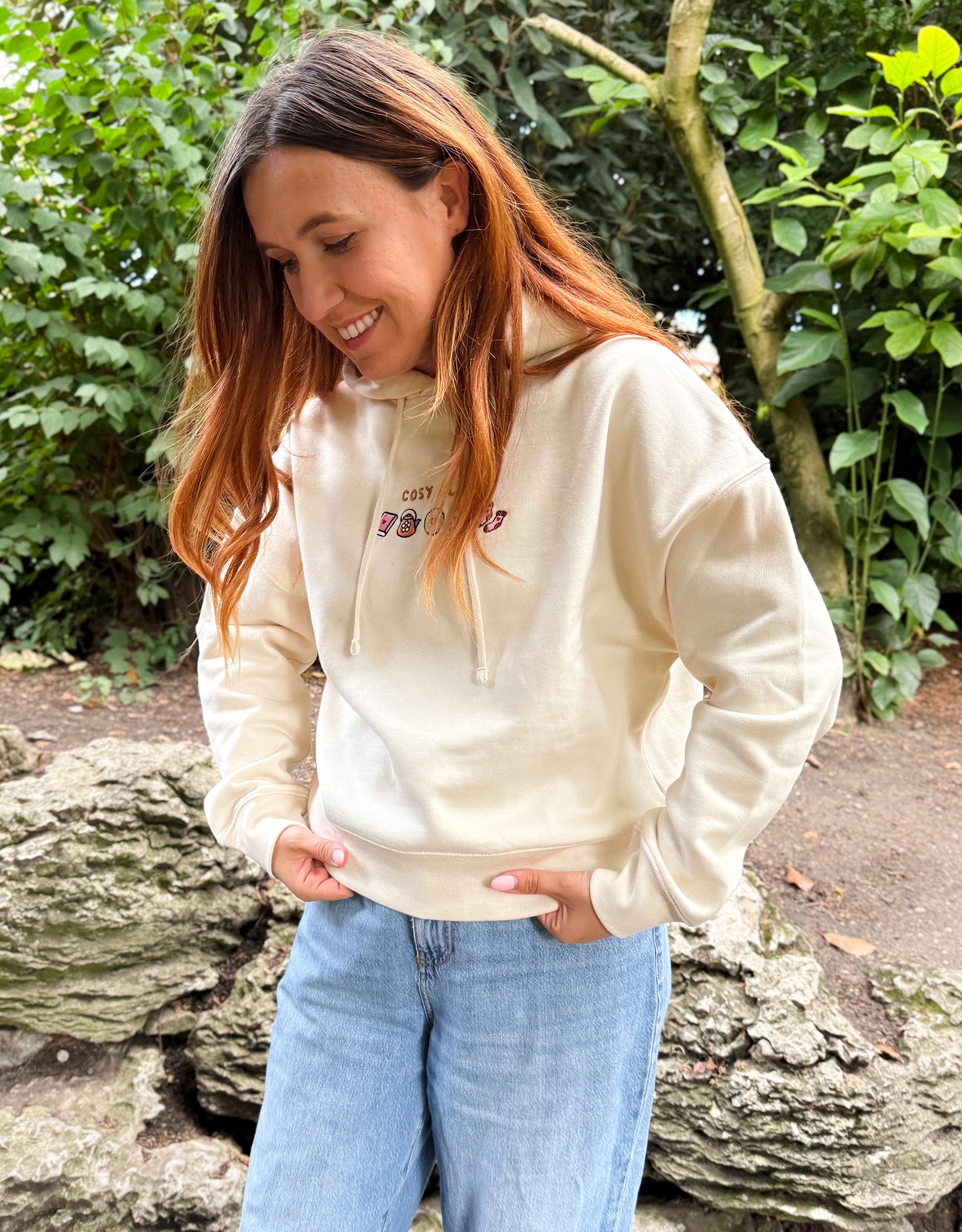 Cosy Club Embroidered Boxy Organic Cotton Hoodie