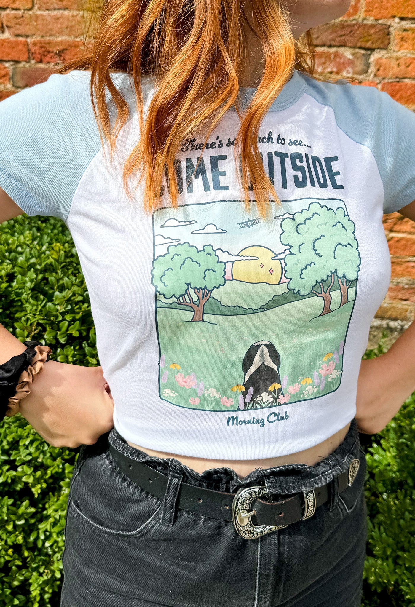 Come Outside Printed Micro Rib Raglan Baby Tee