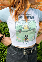 Come Outside Printed Micro Rib Raglan Baby Tee