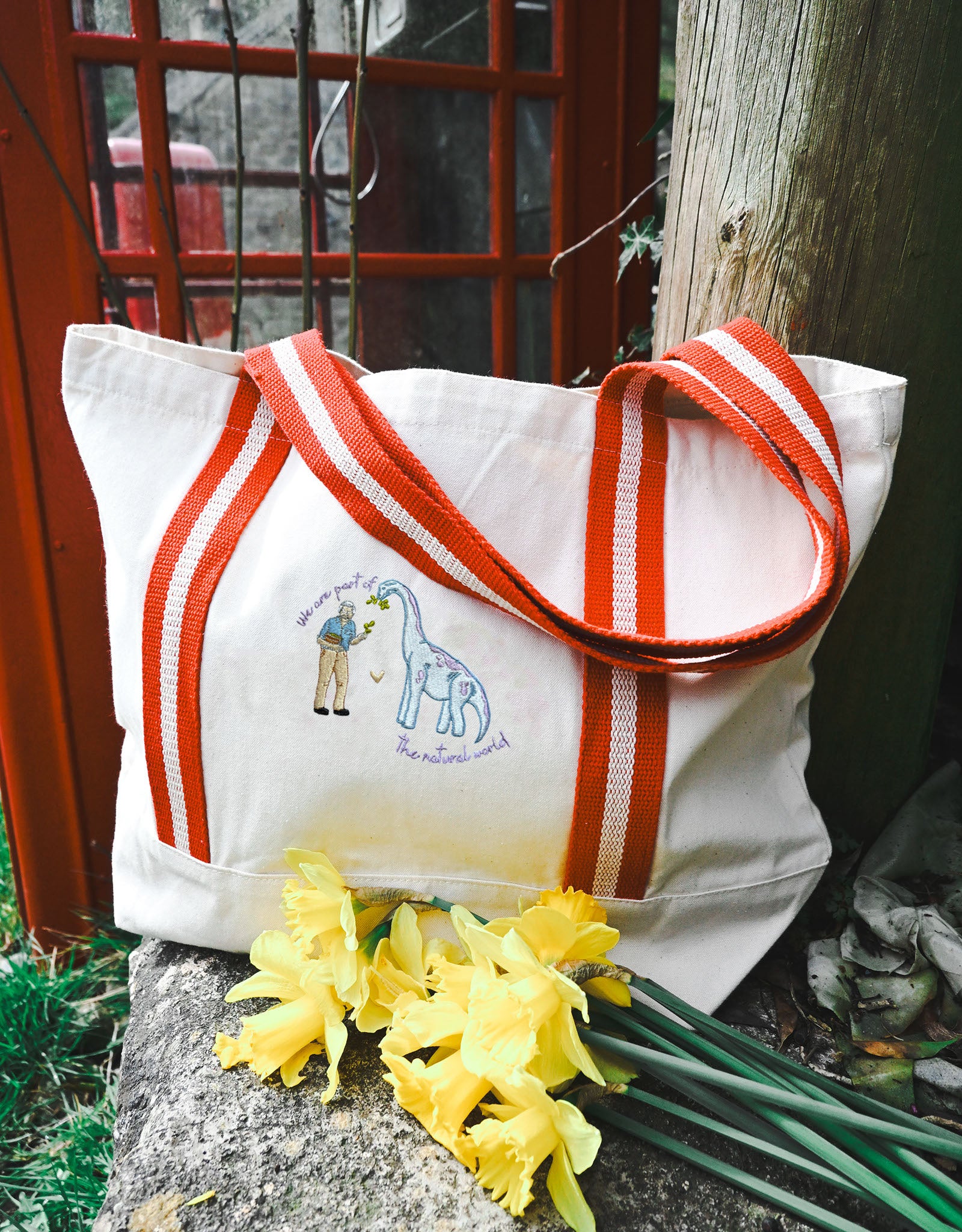 David & Dino Embroidered Boat Bag