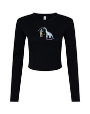 David & Dino Embroidered Micro Rib Long Sleeved Tee