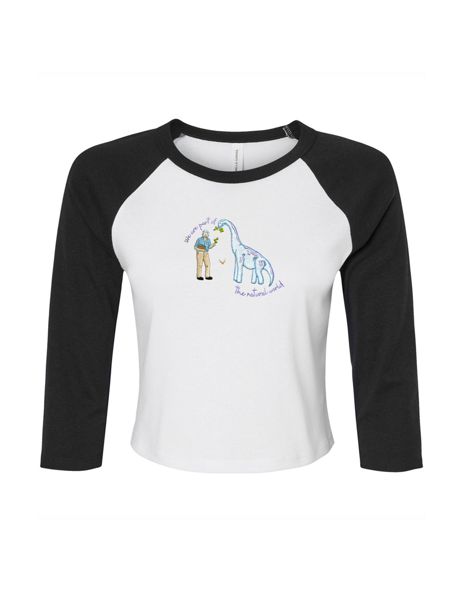 David & Dino Embroidered Micro Rib 3/4 Sleeve Tee