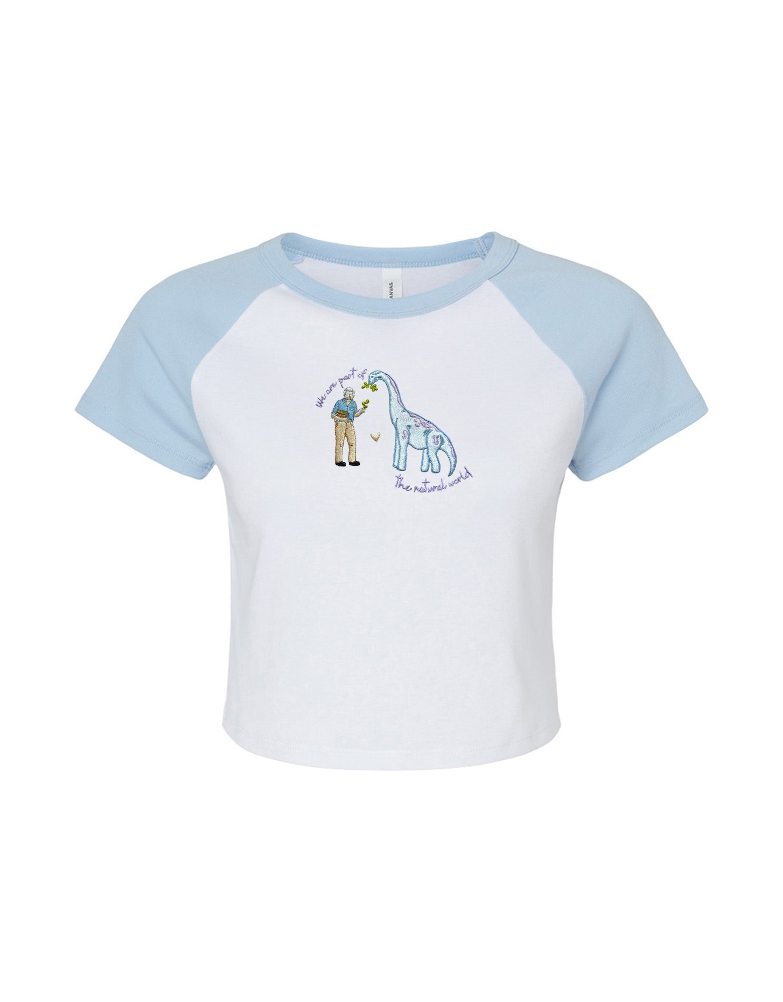 David & Dino Embroidered Micro Rib Raglan Baby Tee
