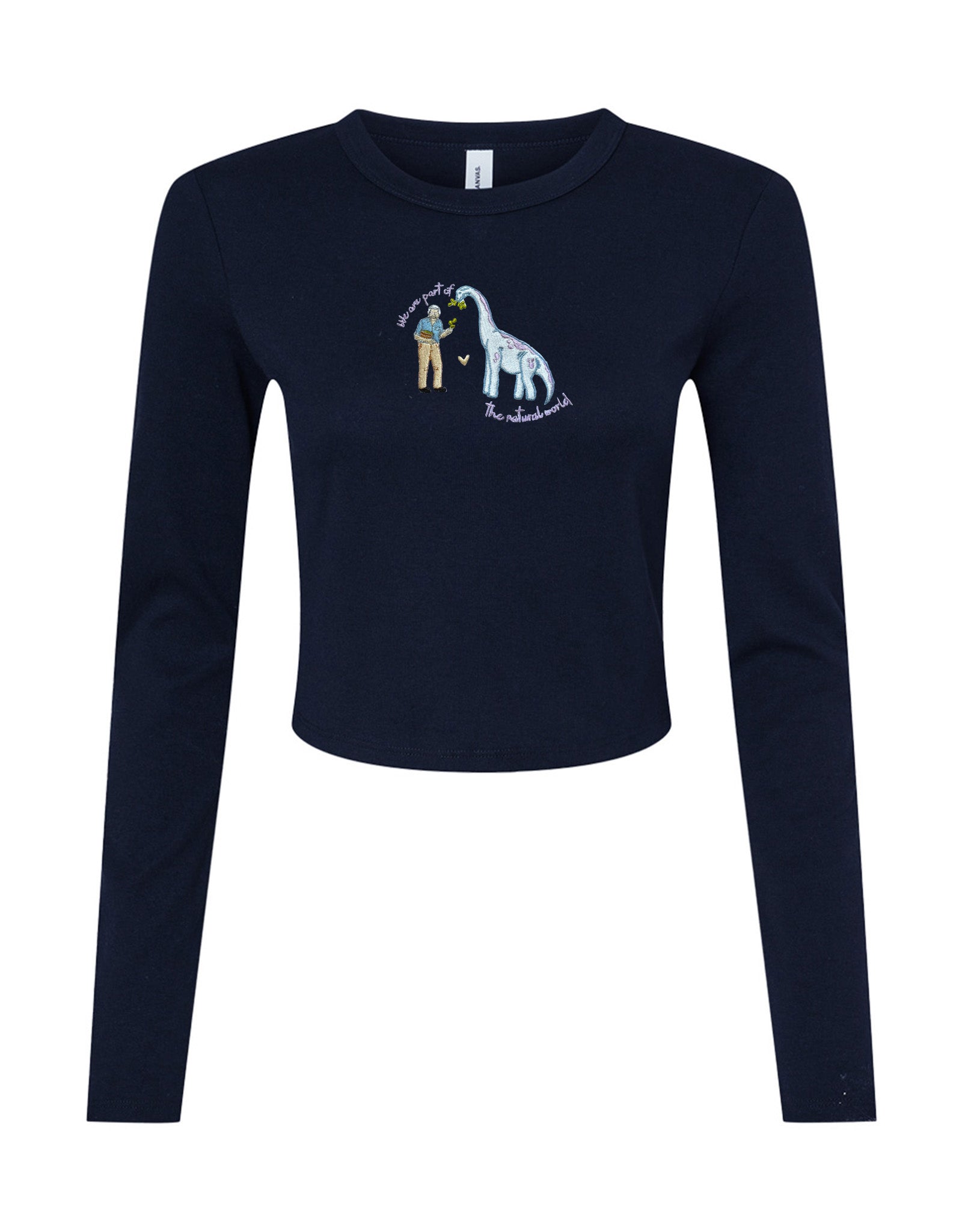 David & Dino Embroidered Micro Rib Long Sleeved Tee