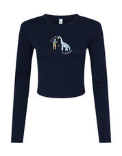 David & Dino Embroidered Micro Rib Long Sleeved Tee