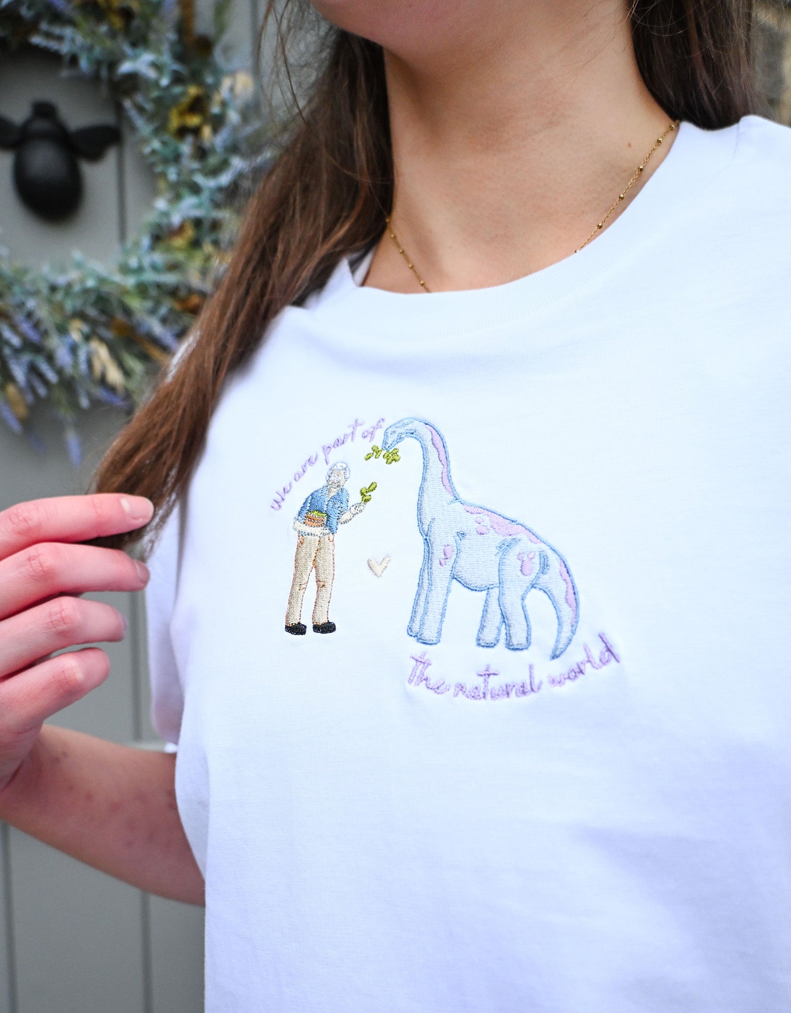 David & Dino Embroidered Oversized Organic Cotton Tee