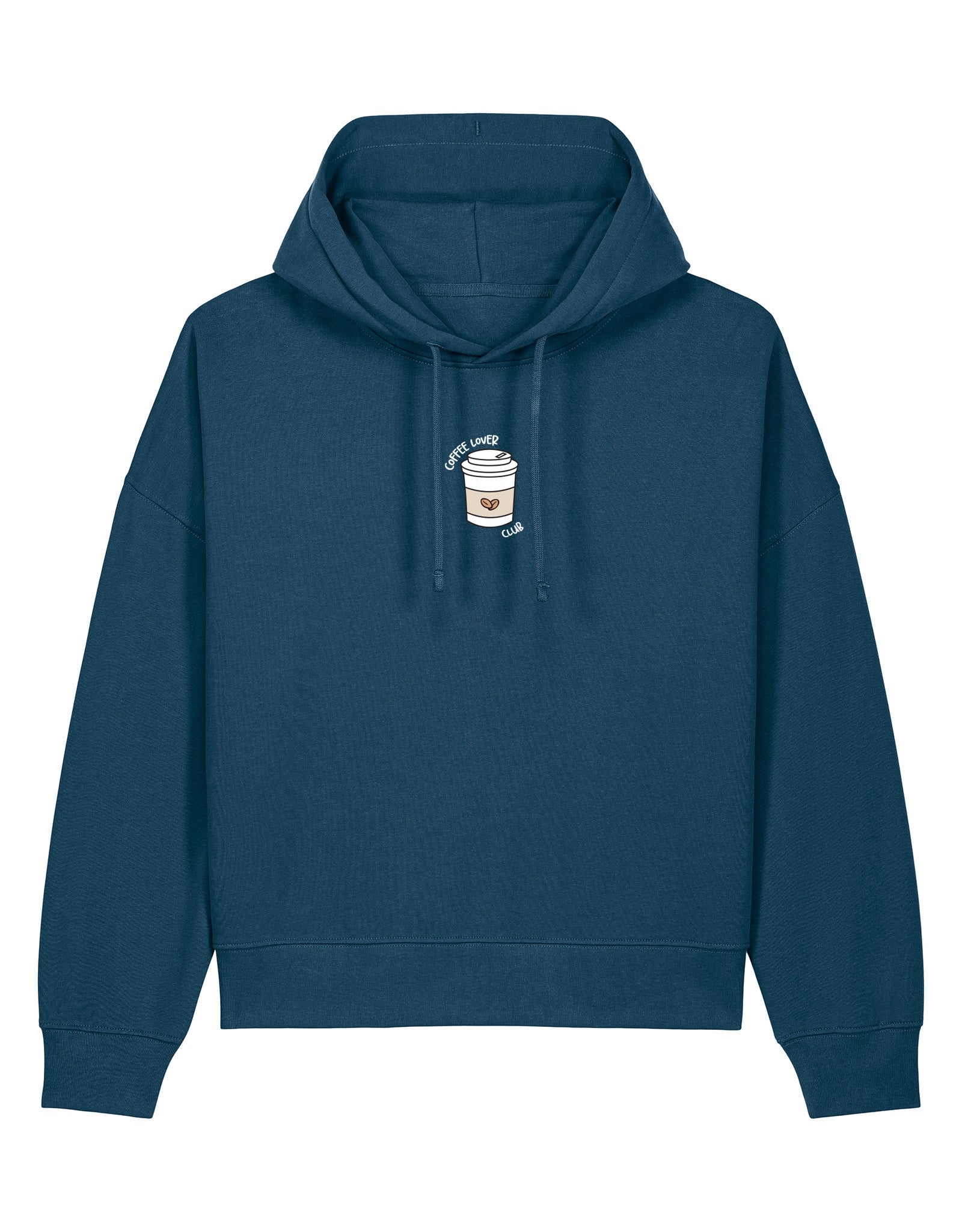 Coffee Lover Embroidered Boxy Organic Cotton Hoodie
