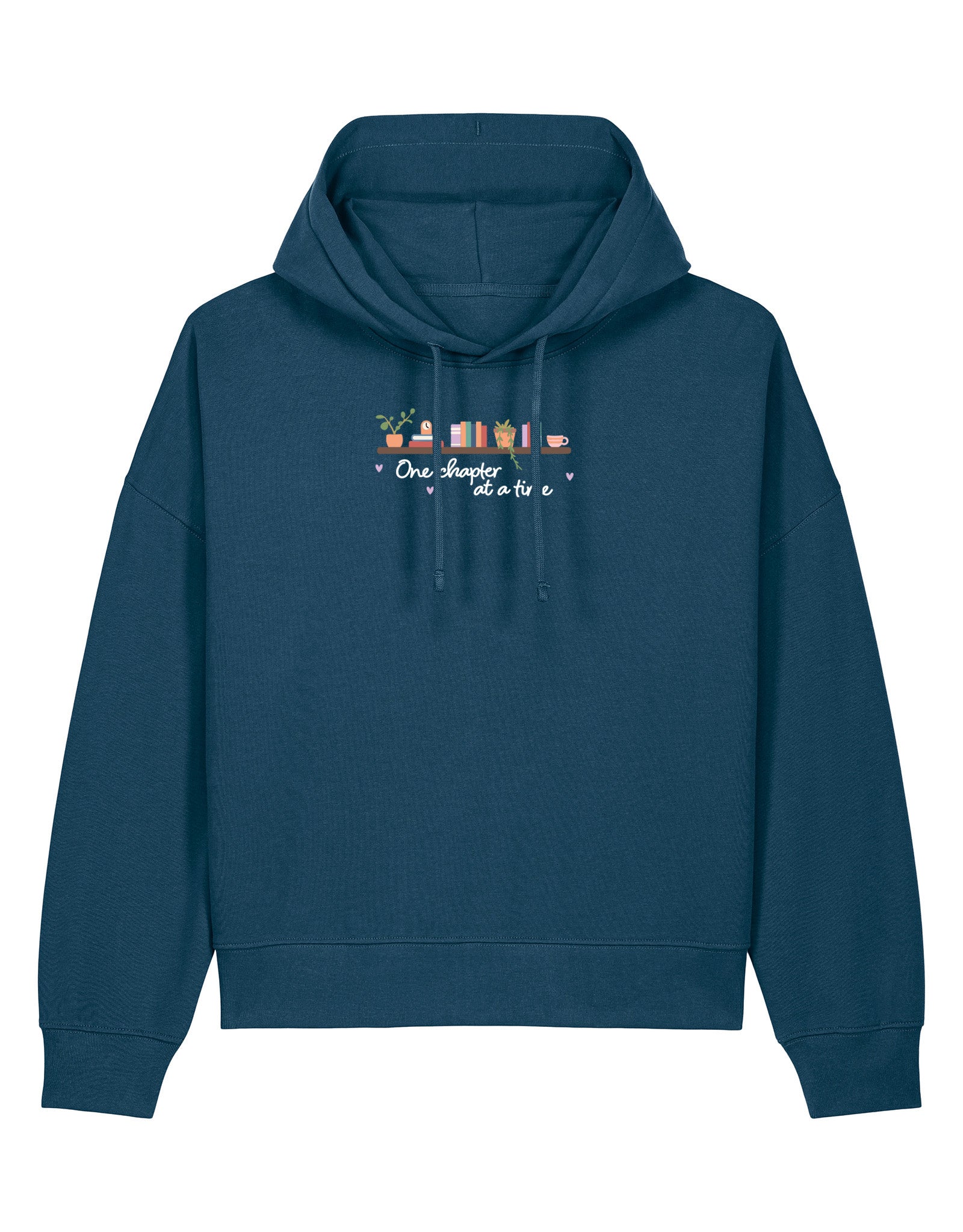 One Chapter At A Time Embroidered Boxy Organic Cotton Hoodie
