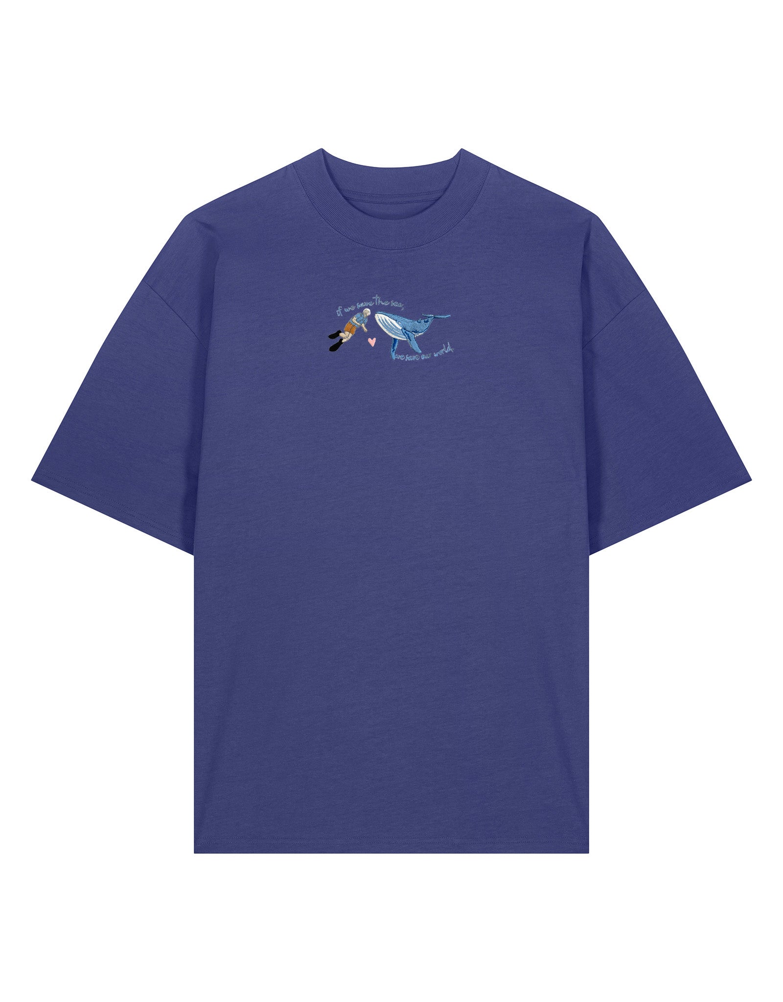 Save The Sea Embroidered Oversized Organic Cotton Tee