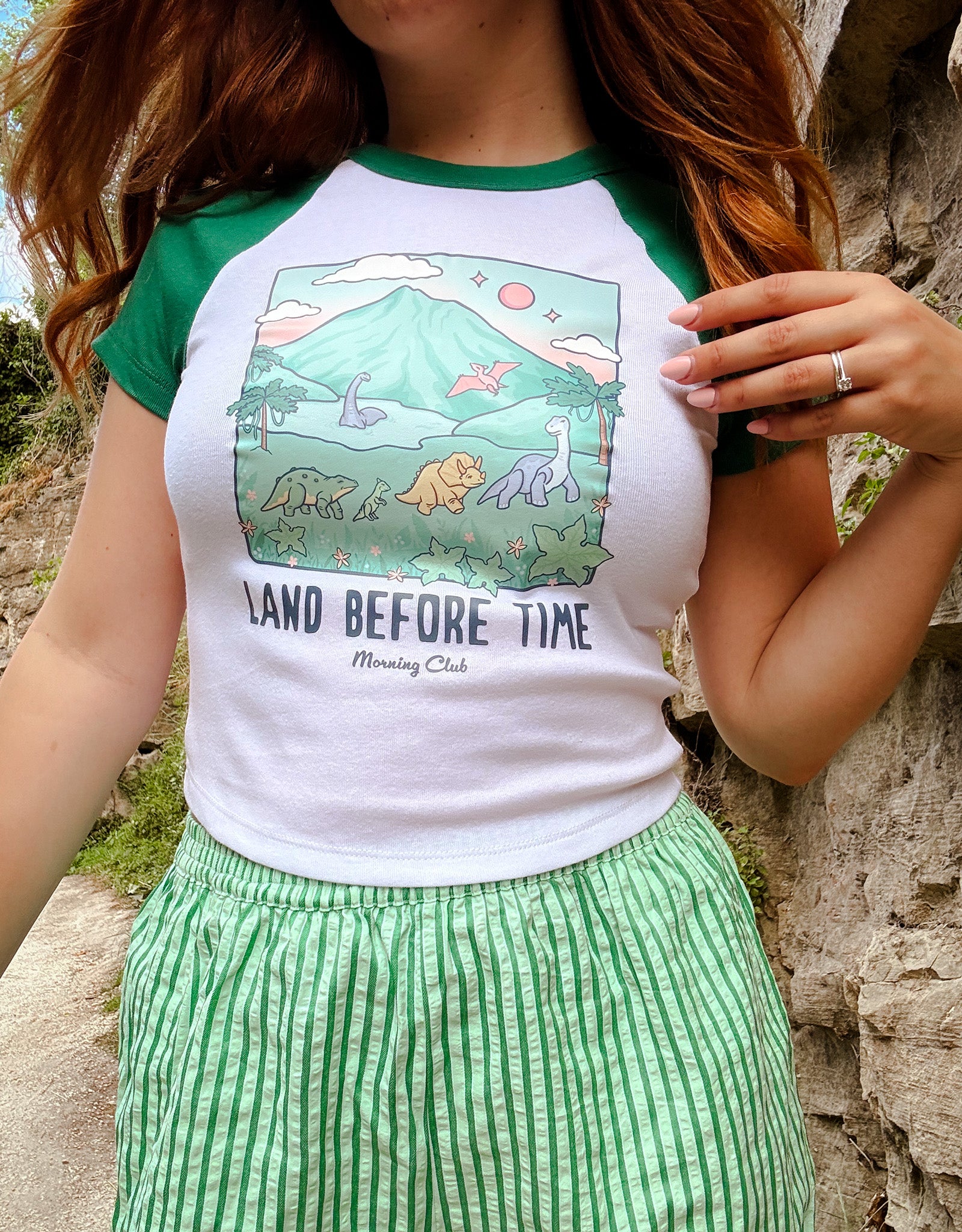 Dinosaurs Printed Micro Rib Raglan Baby Tee