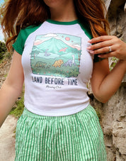 Dinosaurs Printed Micro Rib Raglan Baby Tee