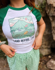 Dinosaurs Printed Micro Rib Raglan Baby Tee