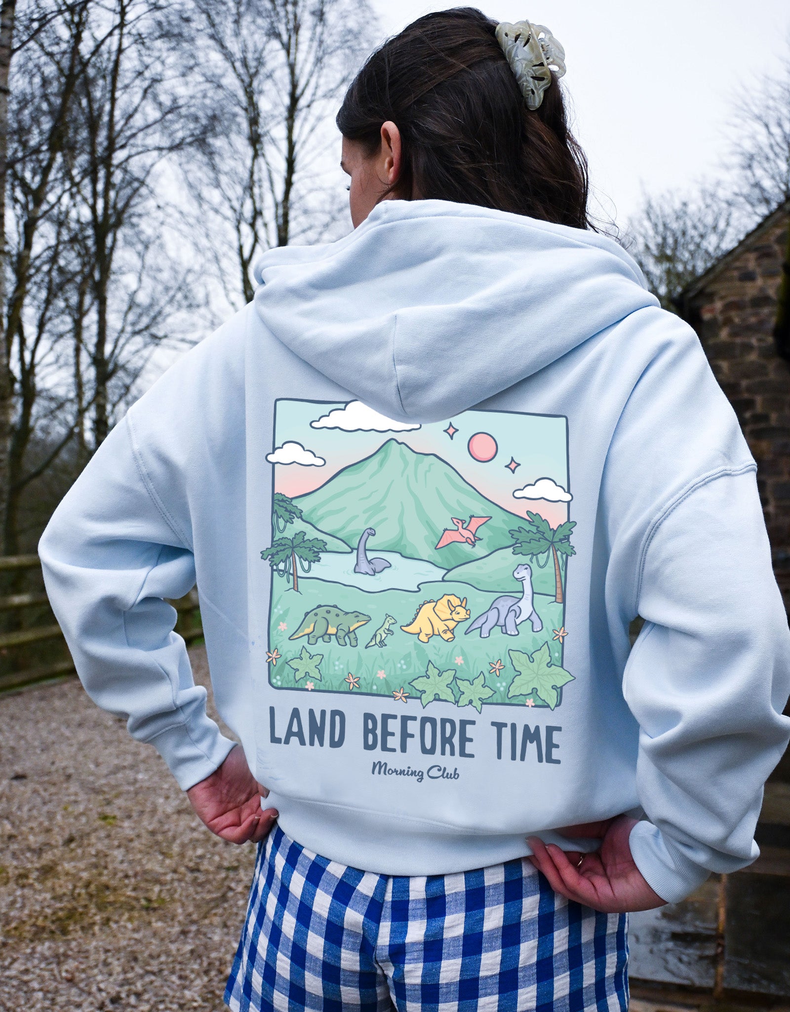Dinosaurs Printed Boxy Organic Cotton Zip Hoodie
