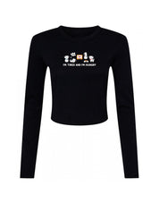 Dogs Embroidered Micro Rib Long Sleeved Tee
