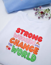 Strong Women Embroidered Boxy Organic Cotton Tee