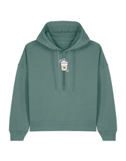 Coffee Lover Embroidered Boxy Organic Cotton Hoodie