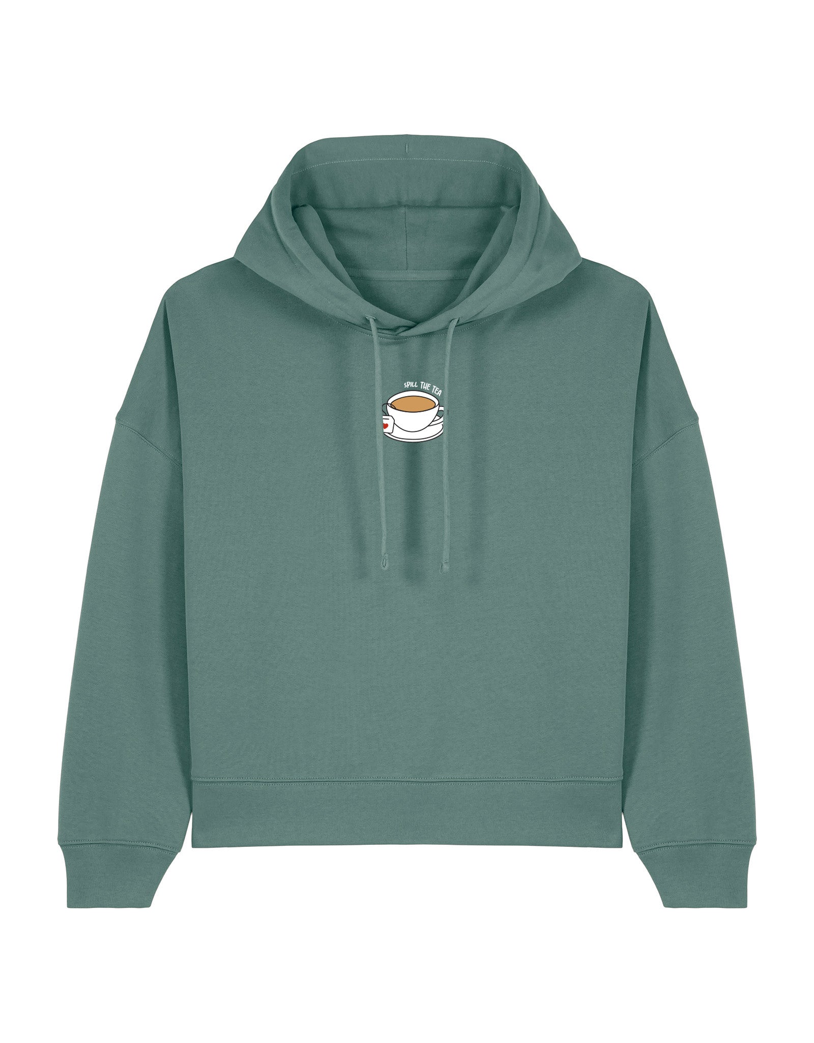Spill The Tea Embroidered Boxy Organic Cotton Hoodie