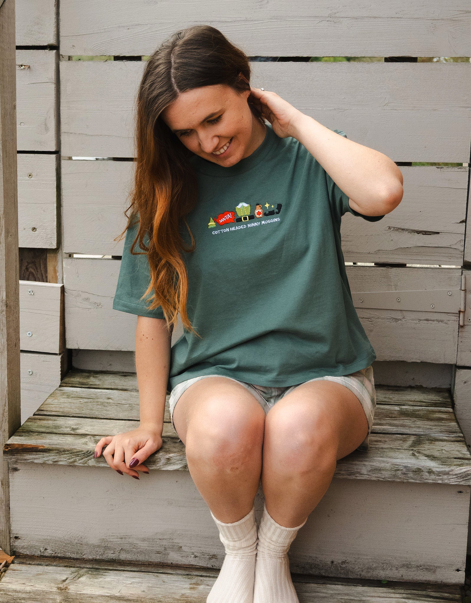 Elf Embroidered Boxy Organic Cotton Tee