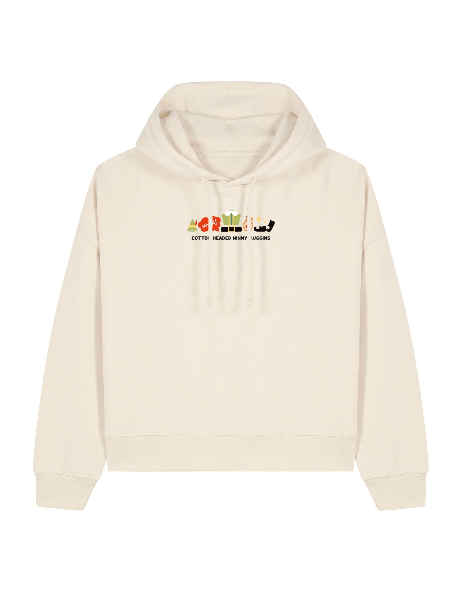 Elf Embroidered Boxy Organic Cotton Hoodie
