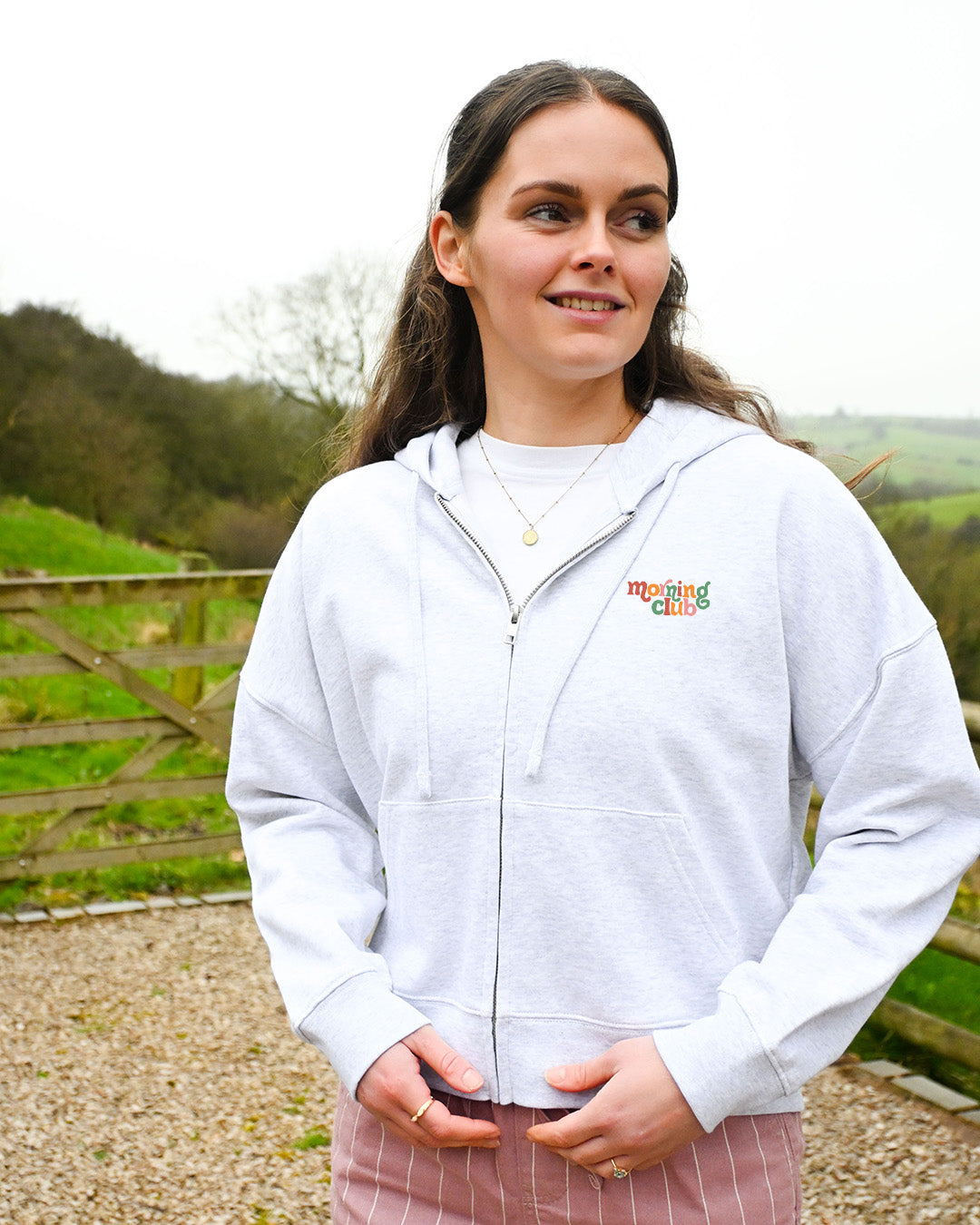 Essentials Embroidered Boxy Organic Cotton Zip Hoodie