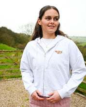 Essentials Embroidered Boxy Organic Cotton Zip Hoodie