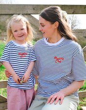 Essentials Embroidered Stripe Oversized Cotton Tee