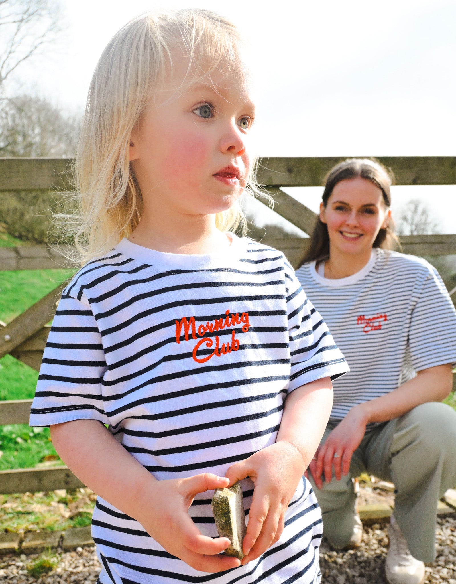 Essentials Embroidered Stripe Cotton Childrens Tee