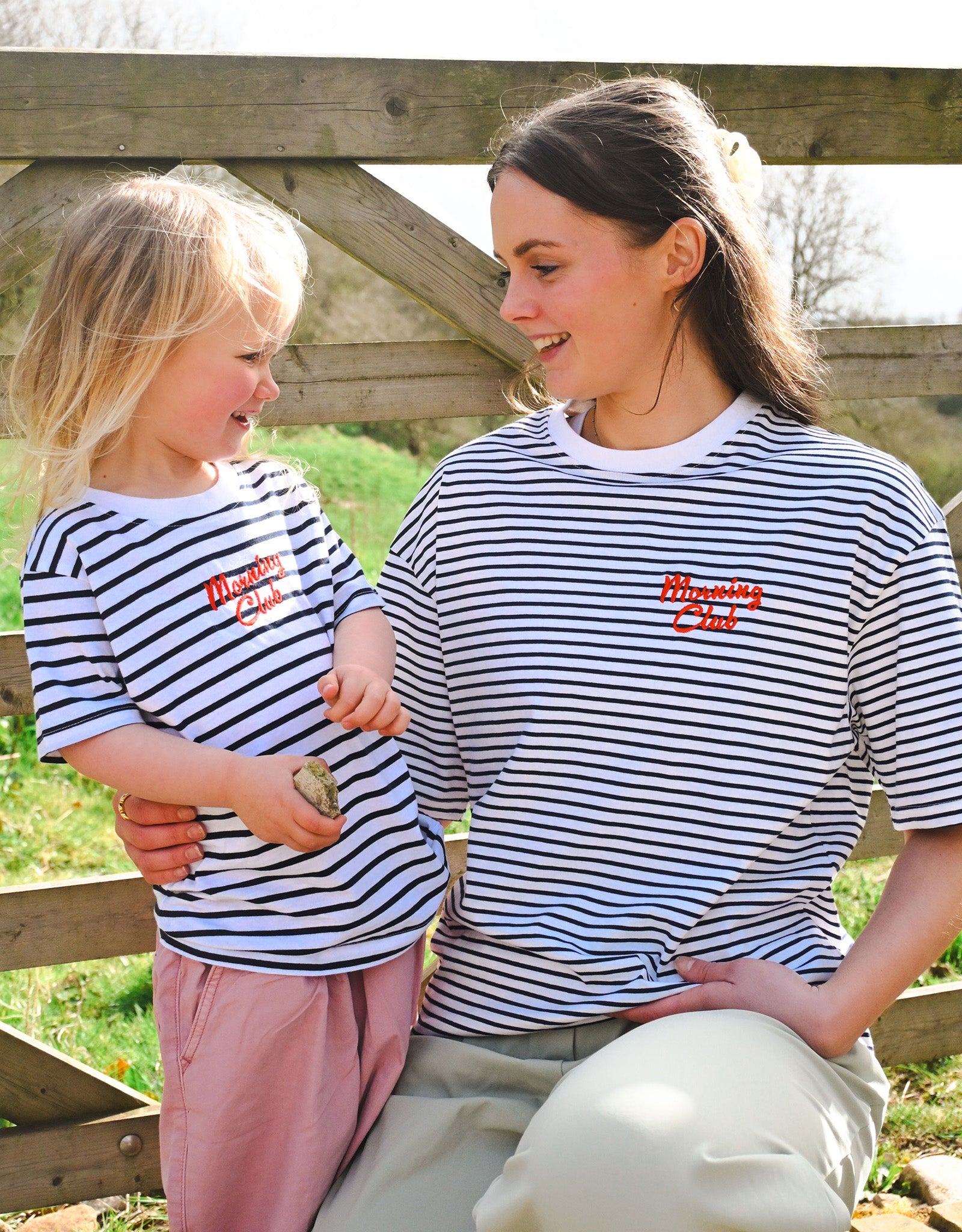 Essentials Embroidered Stripe Oversized Cotton Tee