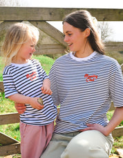Essentials Embroidered Stripe Oversized Cotton Tee