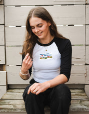 Far Far Away Embroidered Micro Rib 3/4 Sleeve Tee