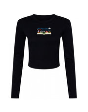 Far Far Away Embroidered Micro Rib Long Sleeved Tee