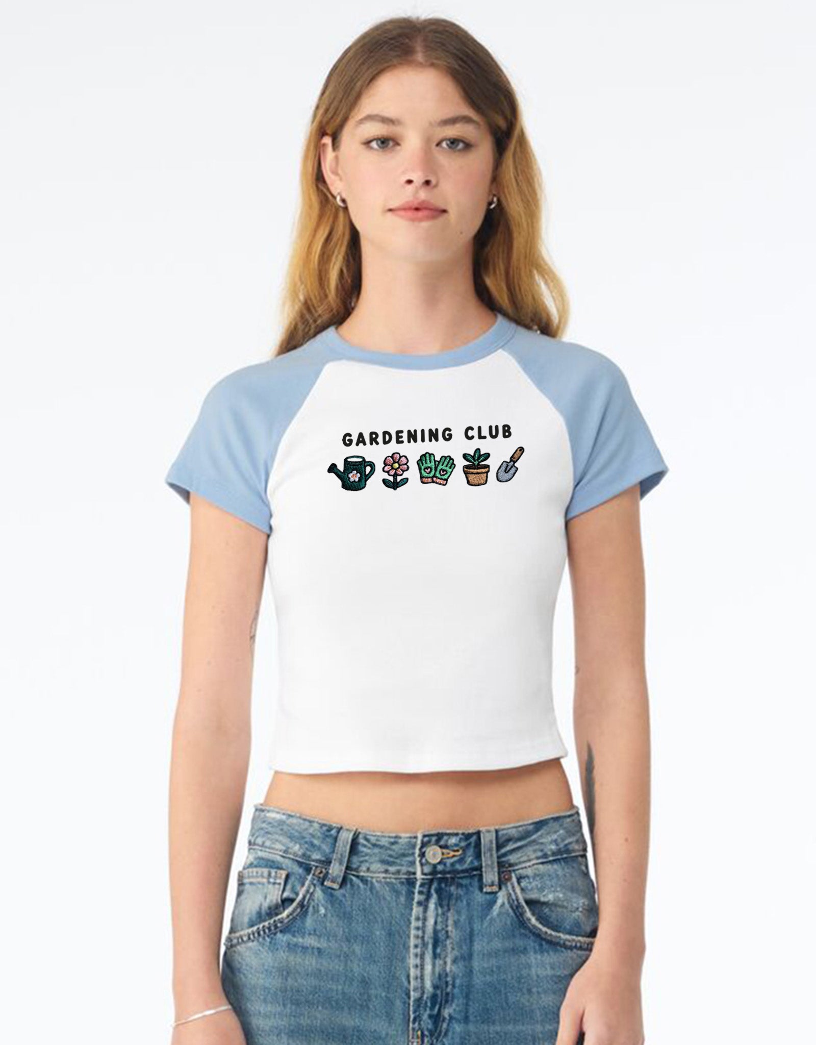 Gardening Club Embroidered Micro Rib Raglan Baby Tee