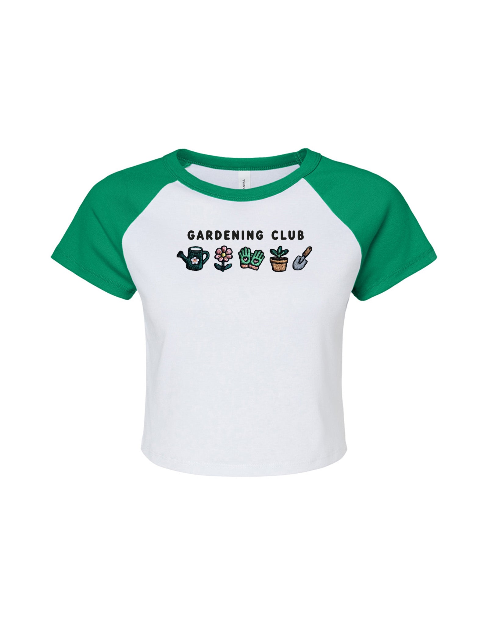 Gardening Club Embroidered Micro Rib Raglan Baby Tee