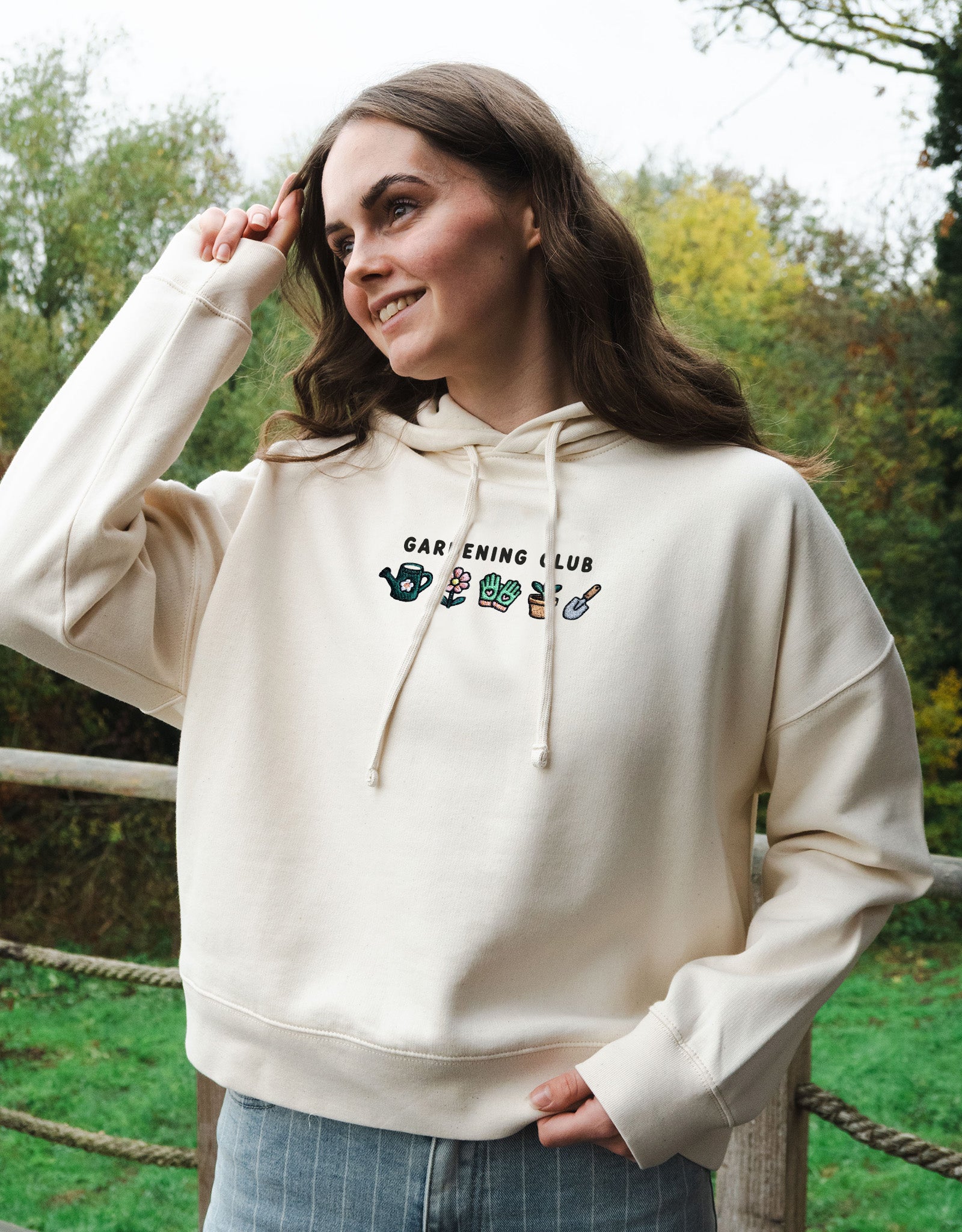 Gardening Club Embroidered Boxy Organic Cotton Hoodie