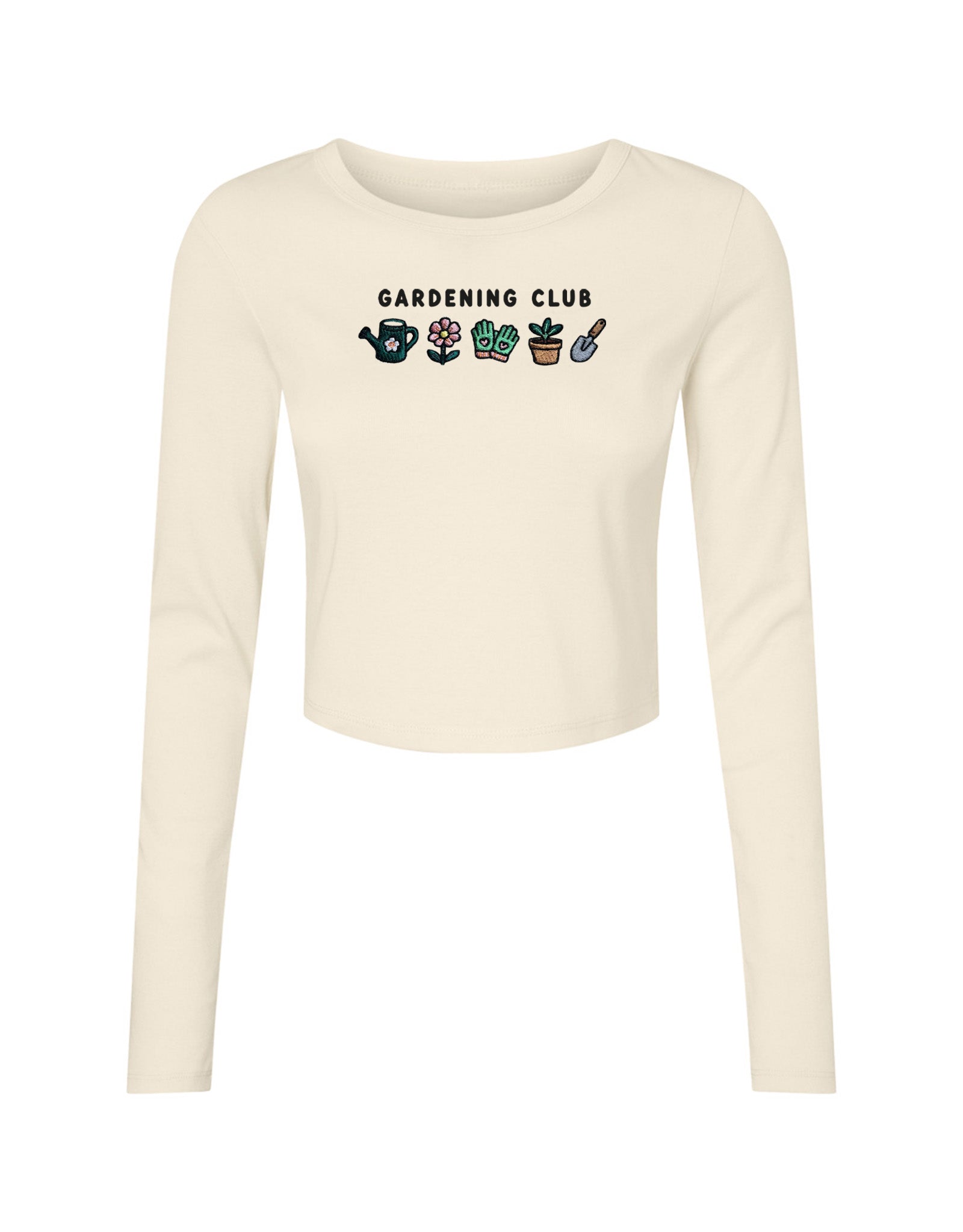 Gardening Club Embroidered Micro Rib Long Sleeved Tee