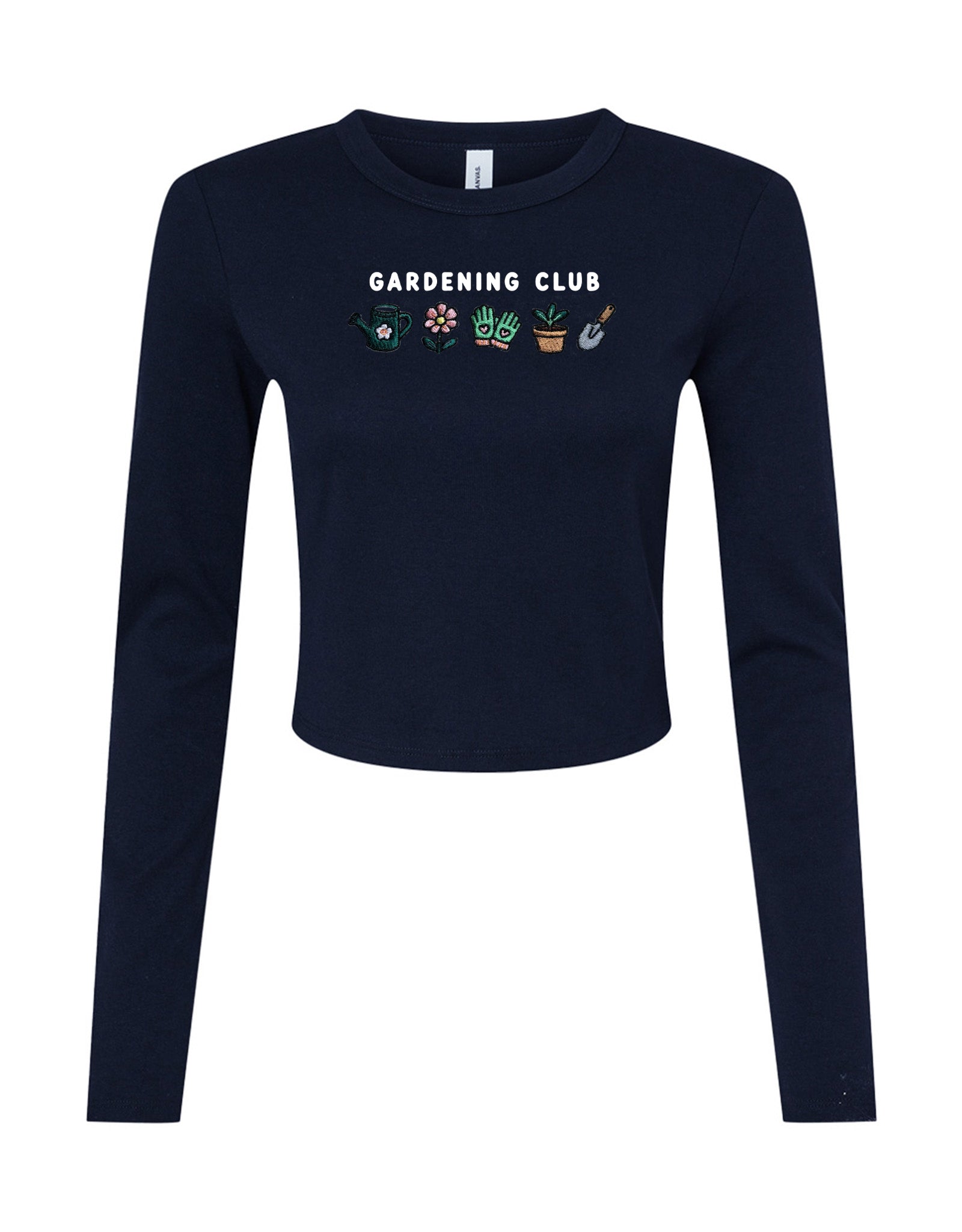 Gardening Club Embroidered Micro Rib Long Sleeved Tee