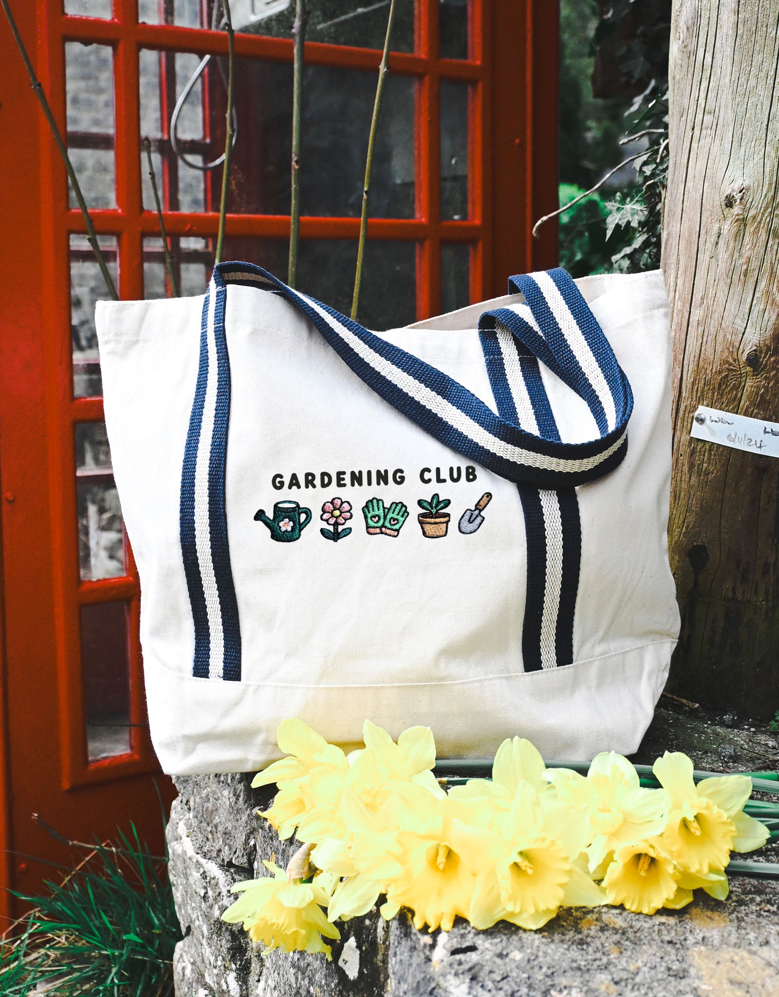 Gardening Club Embroidered Boat Bag