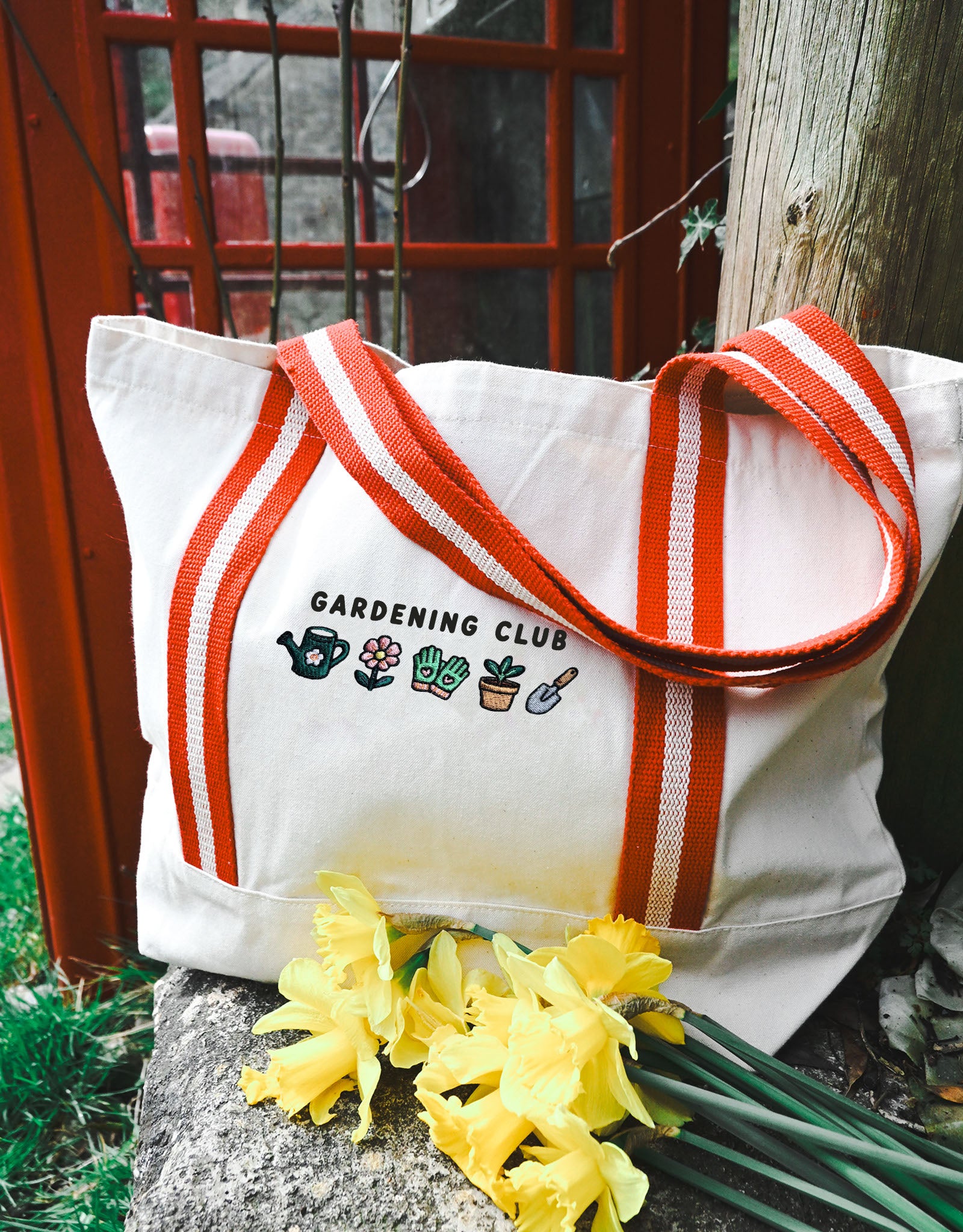 Gardening Club Embroidered Boat Bag