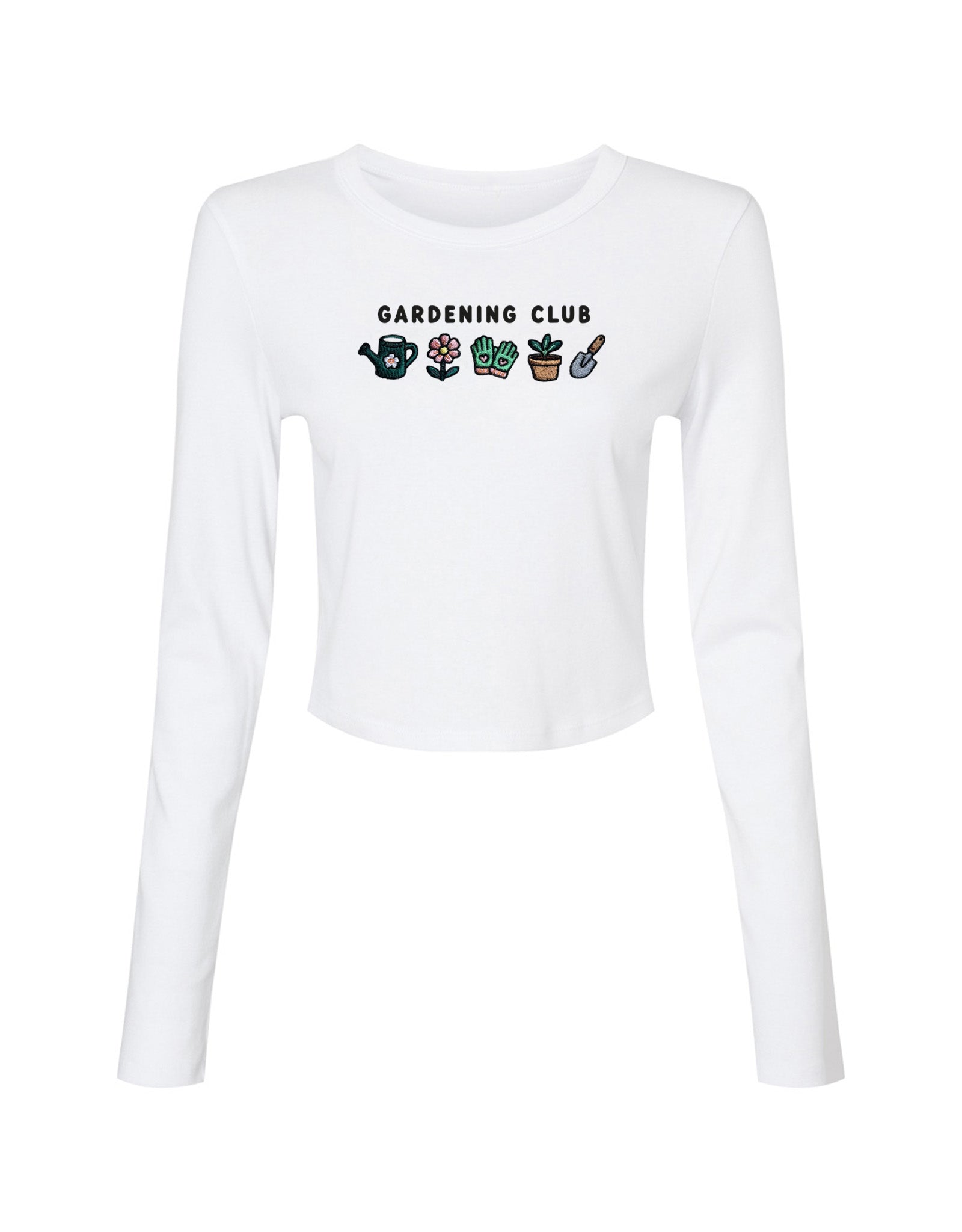 Gardening Club Embroidered Micro Rib Long Sleeved Tee