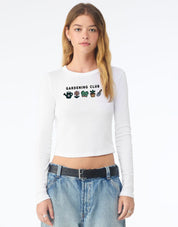 Gardening Club Embroidered Micro Rib Long Sleeved Tee