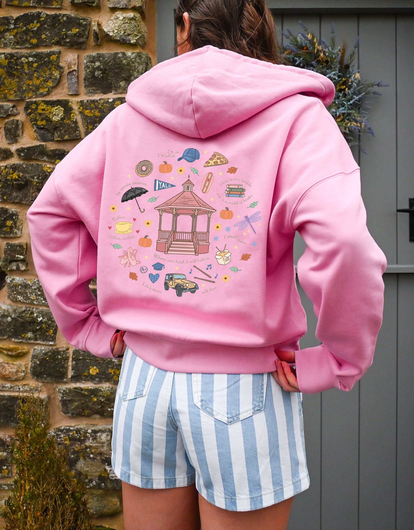 Gilmore Season Printed Boxy Organic Cotton Zip Hoodie