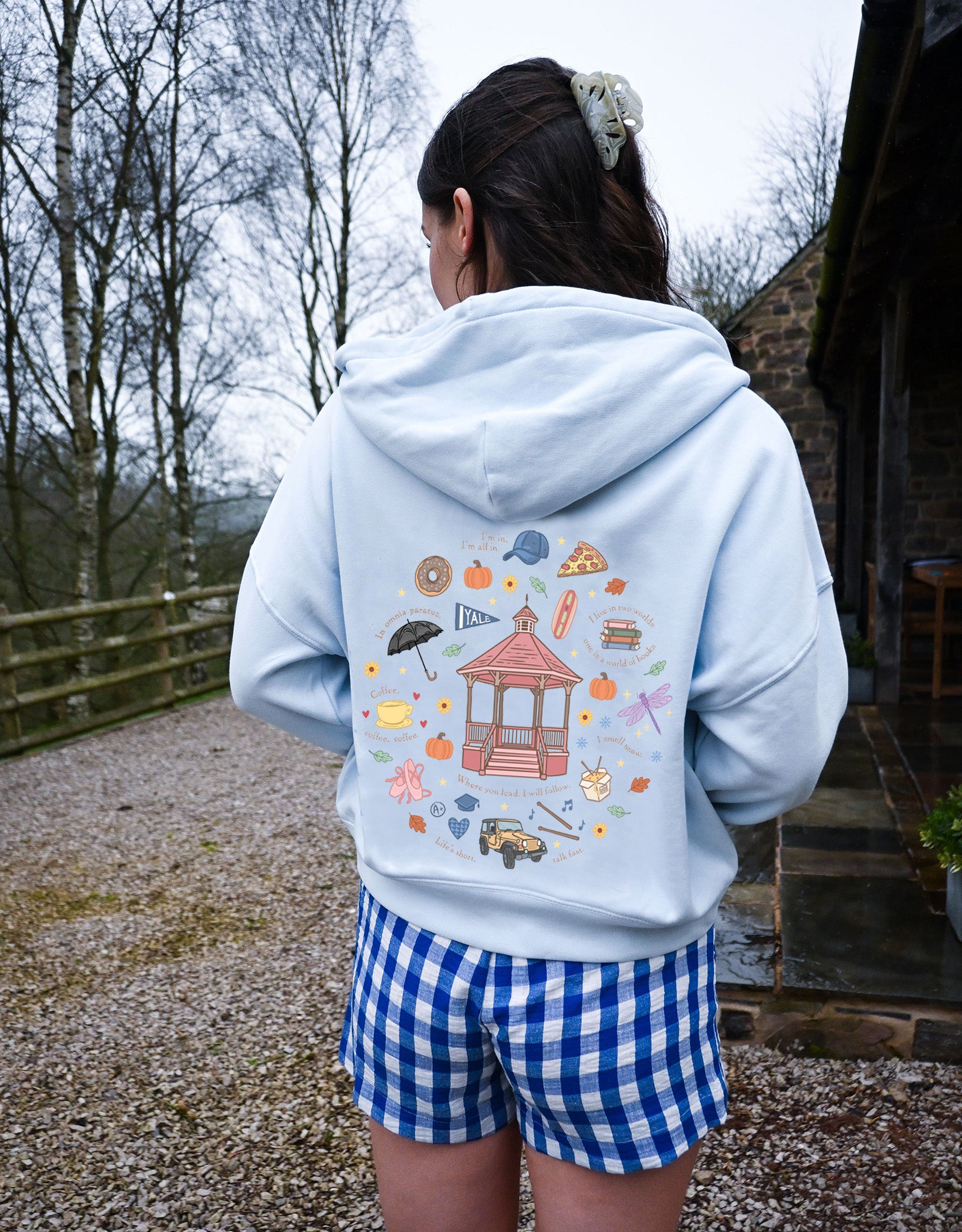 Gilmore Season Printed Boxy Organic Cotton Zip Hoodie