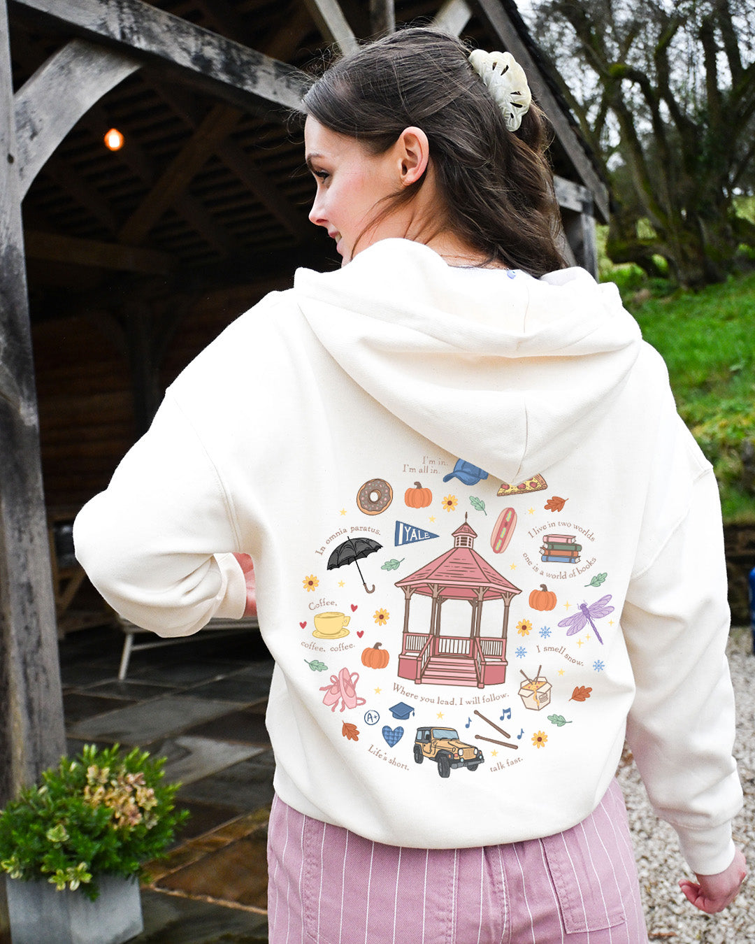 Gilmore Season Printed Boxy Organic Cotton Zip Hoodie
