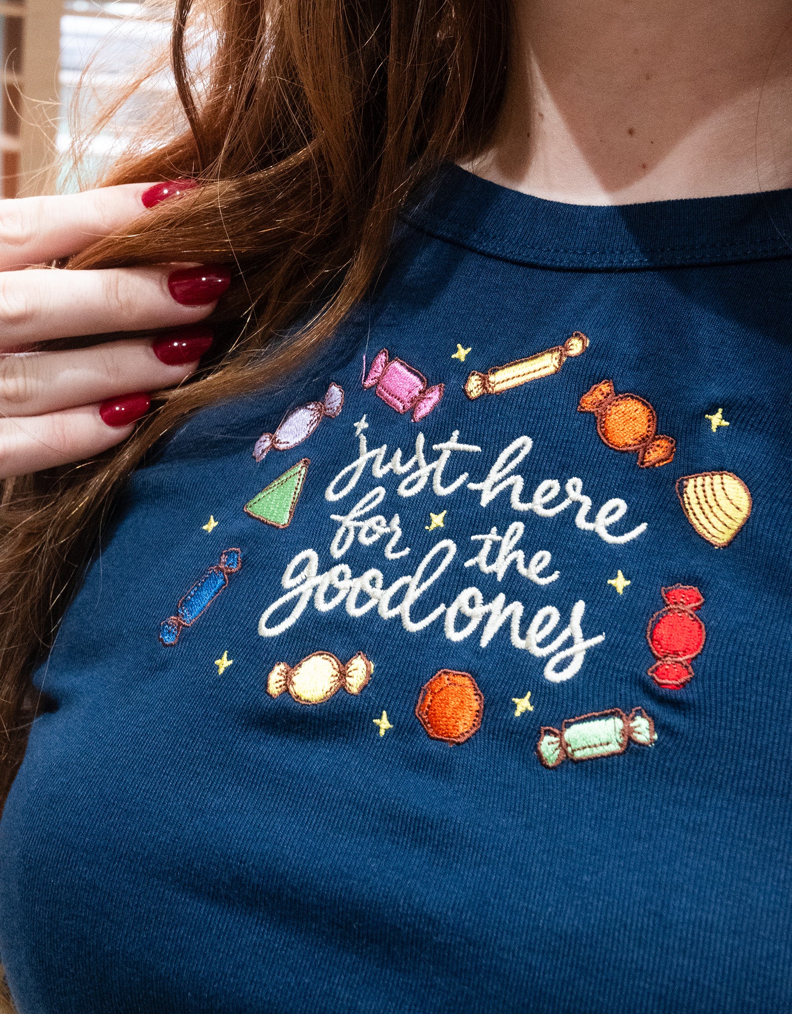 Good Chocolates Embroidered Micro Rib Long Sleeved Tee