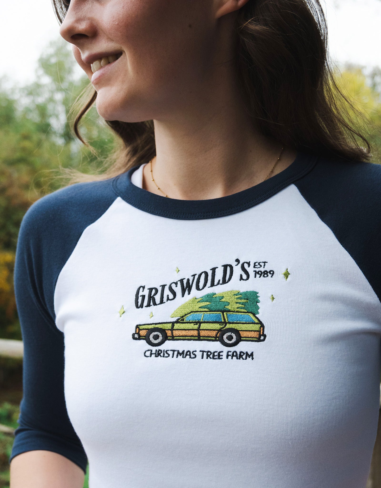 Griswolds Embroidered Micro Rib 3/4 Sleeve Tee