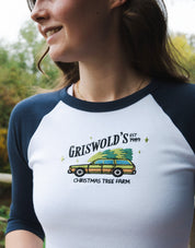 Griswolds Embroidered Micro Rib 3/4 Sleeve Tee