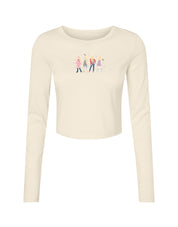 Hannah Eras Embroidered Micro Rib Long Sleeved Tee