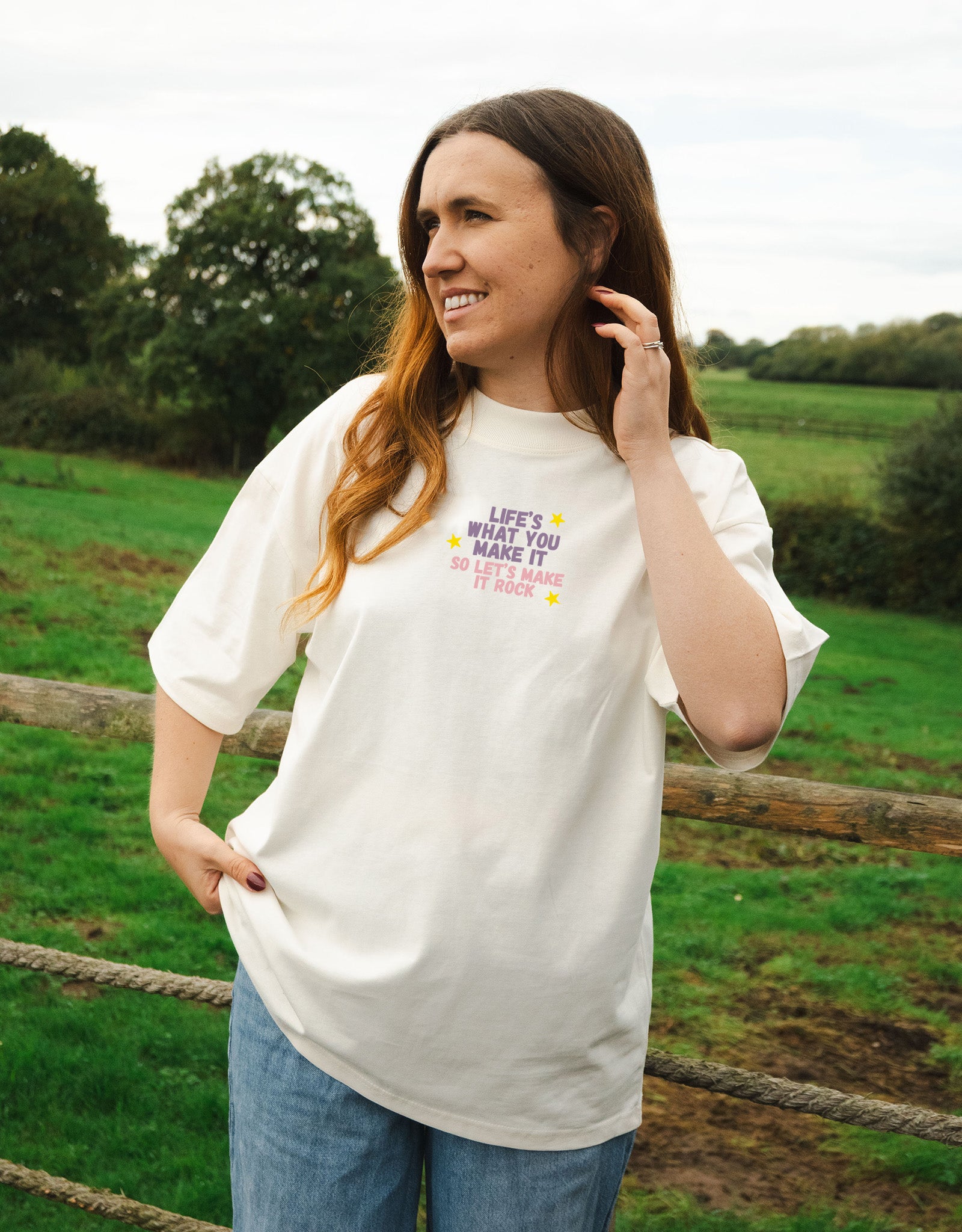 Hannah Lyrics Embroidered Oversized Organic Cotton Tee