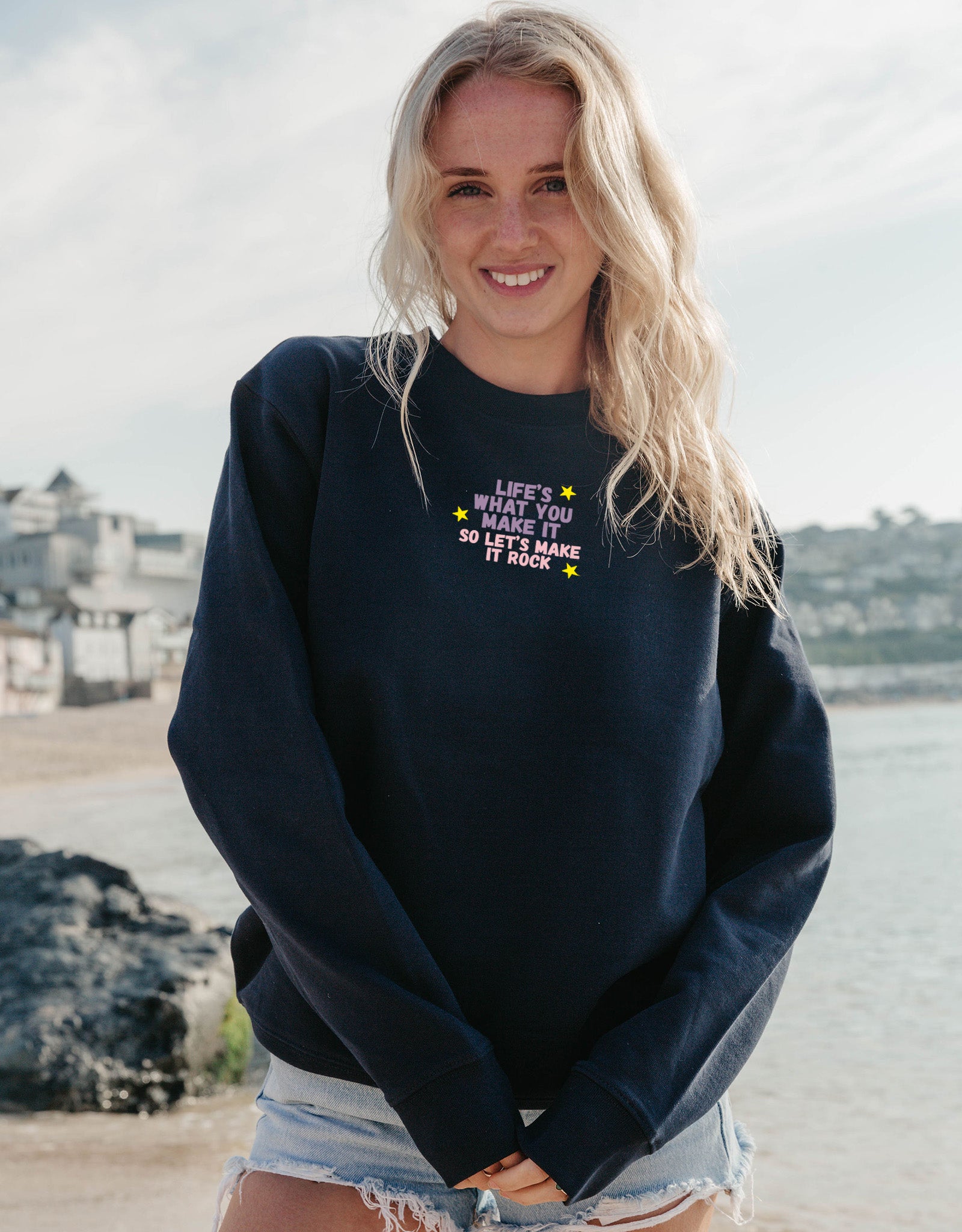 Hannah Lyrics Embroidered Organic Cotton Sweatshirt