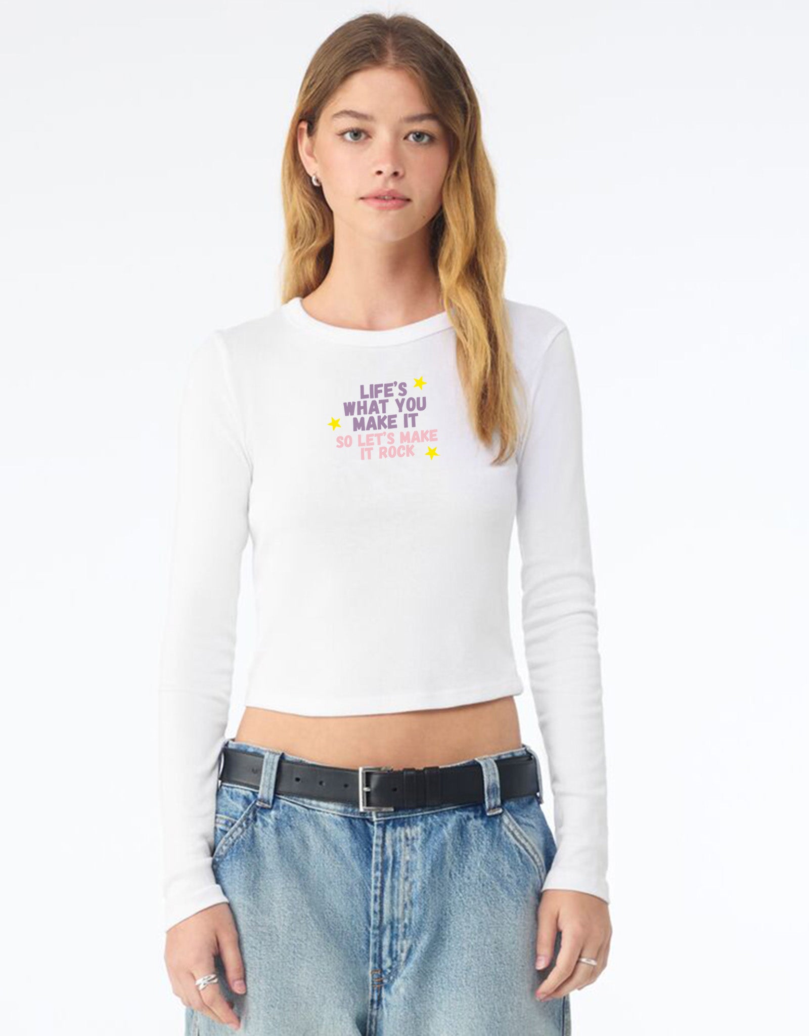 Hannah Lyrics Embroidered Micro Rib Long Sleeved Tee